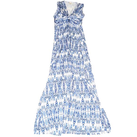 Boston Proper Floral Twisted Front Maxi Dress Blue White Size S - Picture 6 of 8